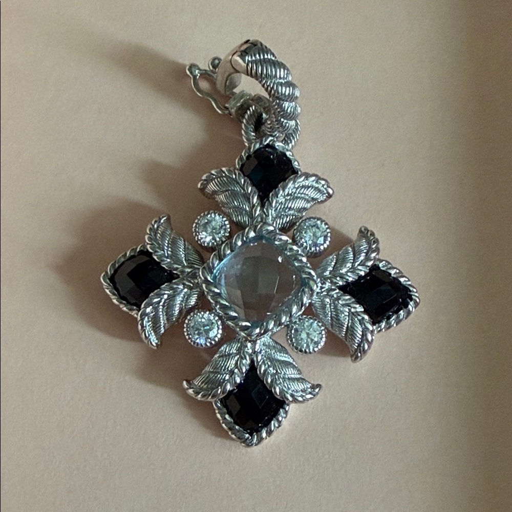 Judith Ripka Silver and Black Brooch